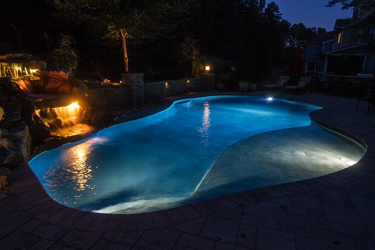 Pool Ideas: Spa & Waterfall LED Lighting | Blue Haven Raleigh